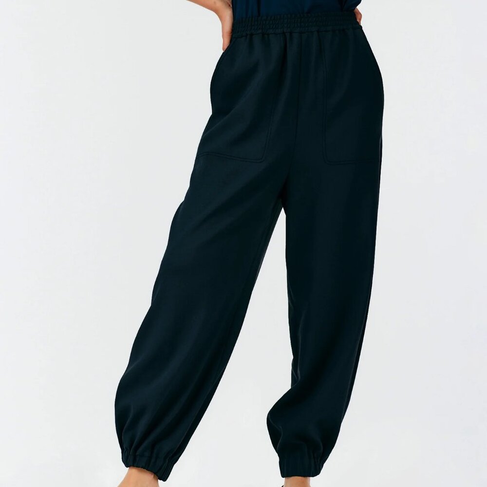 Tibi Chalky Drape Plashet Jogger, XXS, regular length, black